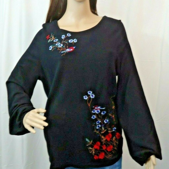 Charter Club Women's Black Embroidered Floral - Picture 7 of 7